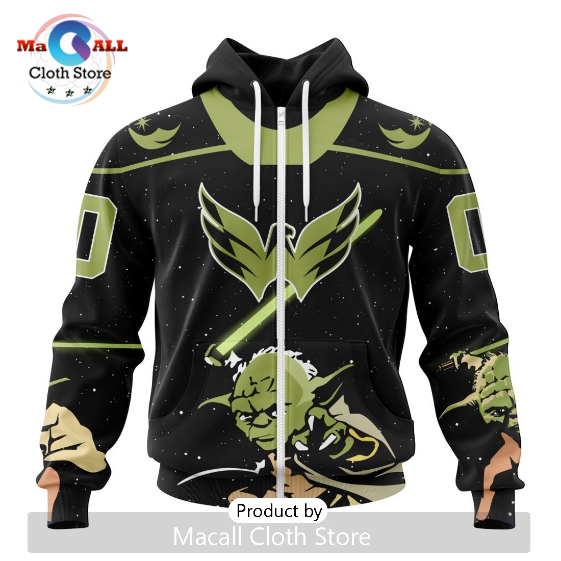 Personalized NHL Washington Capitals 2024 Star Wars Yoda Hoodie