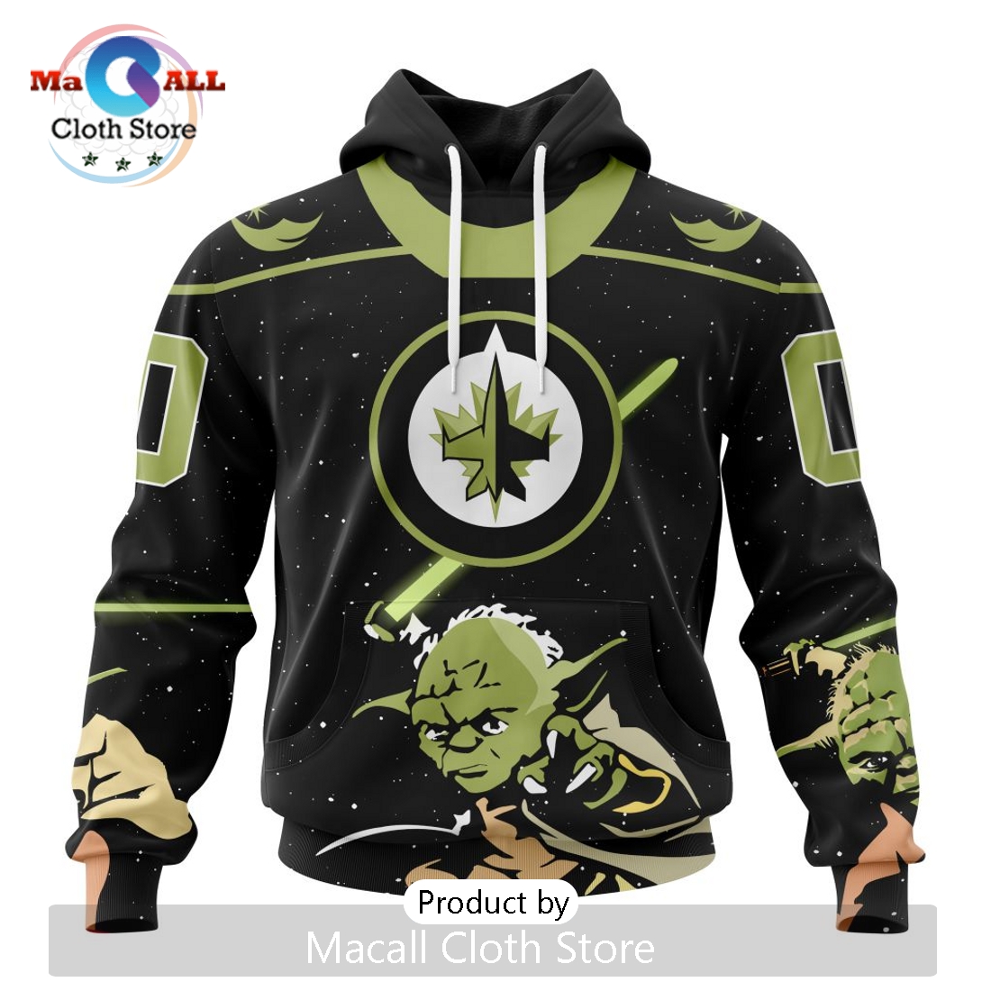 Personalized NHL Winnipeg Jets 2024 Star Wars Yoda Hoodie