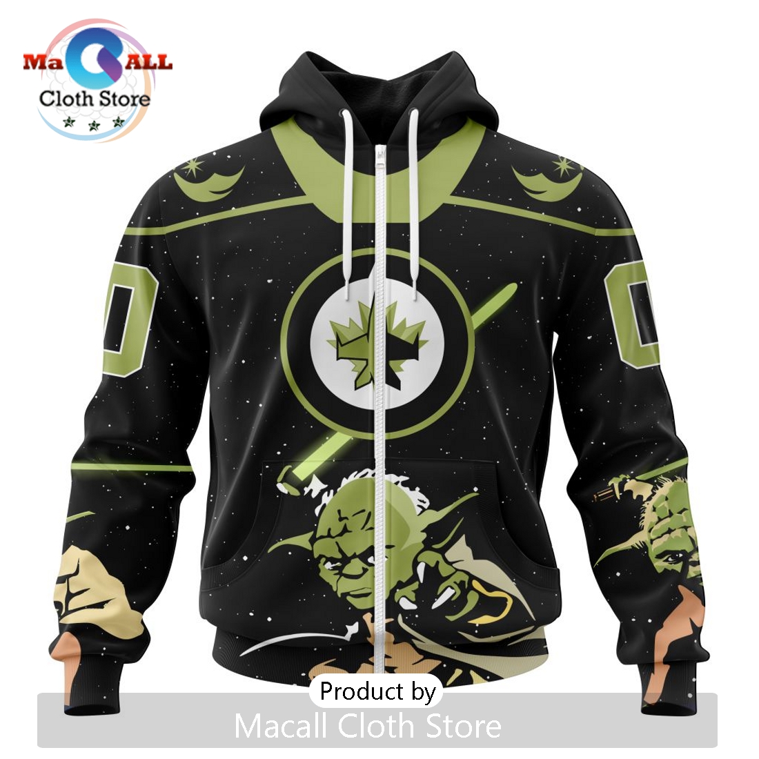 Personalized NHL Winnipeg Jets 2024 Star Wars Yoda Hoodie