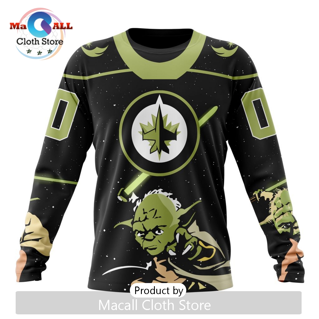 Personalized NHL Winnipeg Jets 2024 Star Wars Yoda Hoodie