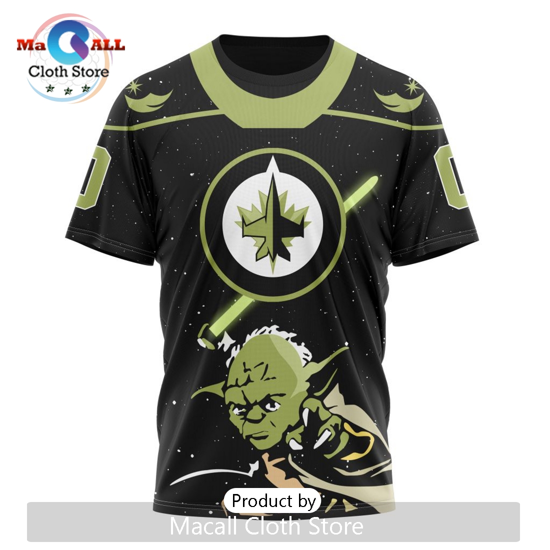 Personalized NHL Winnipeg Jets 2024 Star Wars Yoda Hoodie