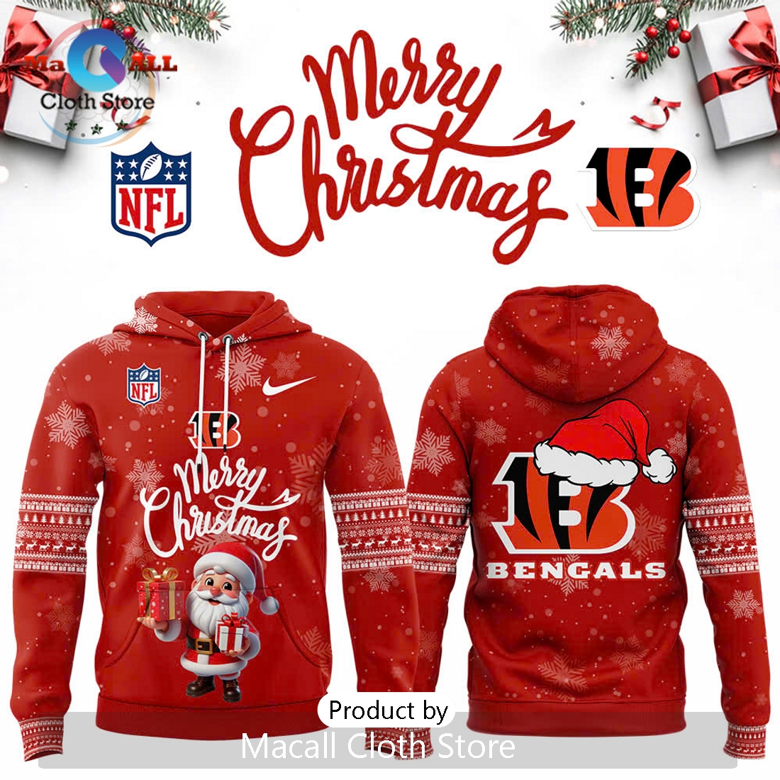 NFL Cincinnati Bengals 2024 Merry Christmas Hoodie