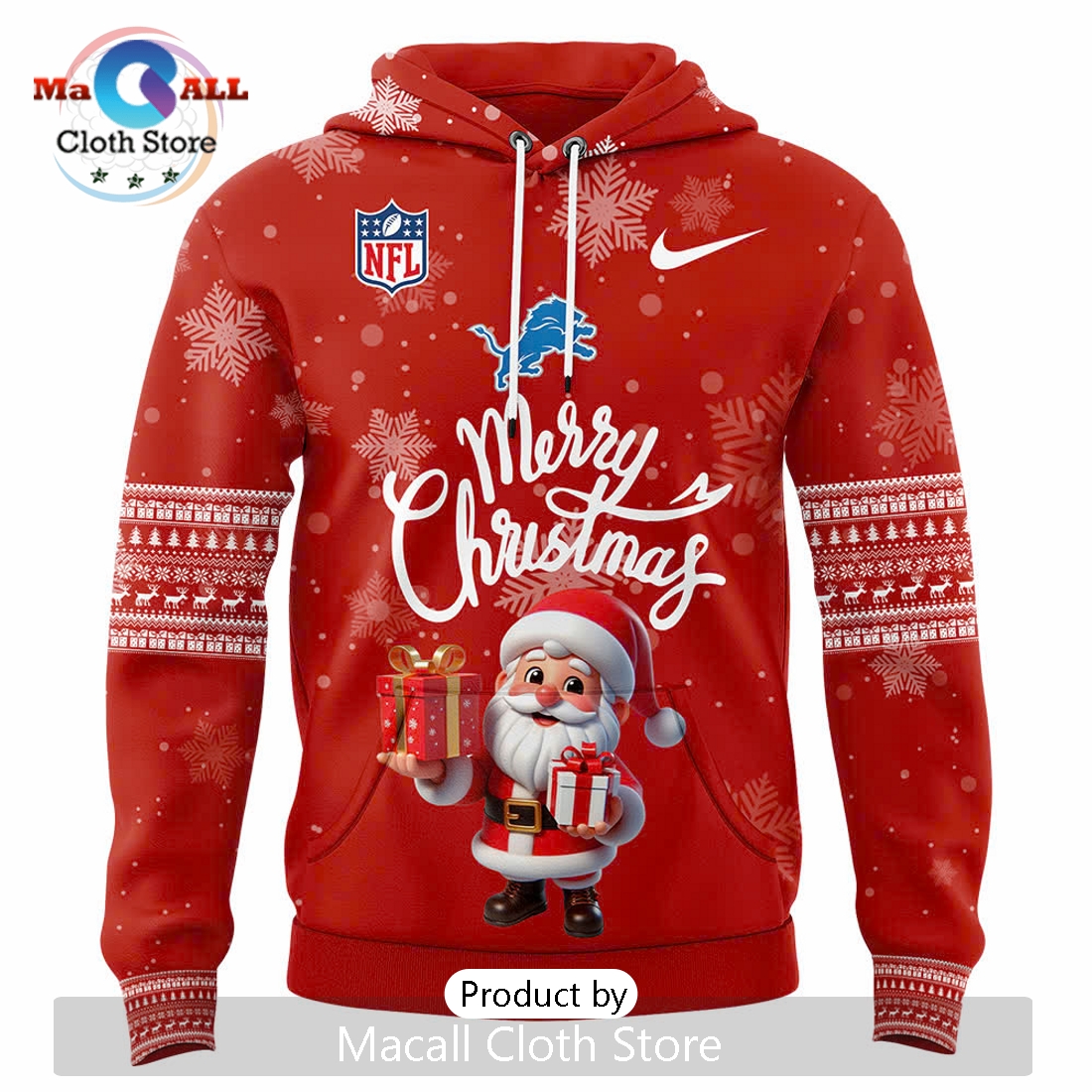 NFL Detroit Lions 2024 Merry Christmas Hoodie