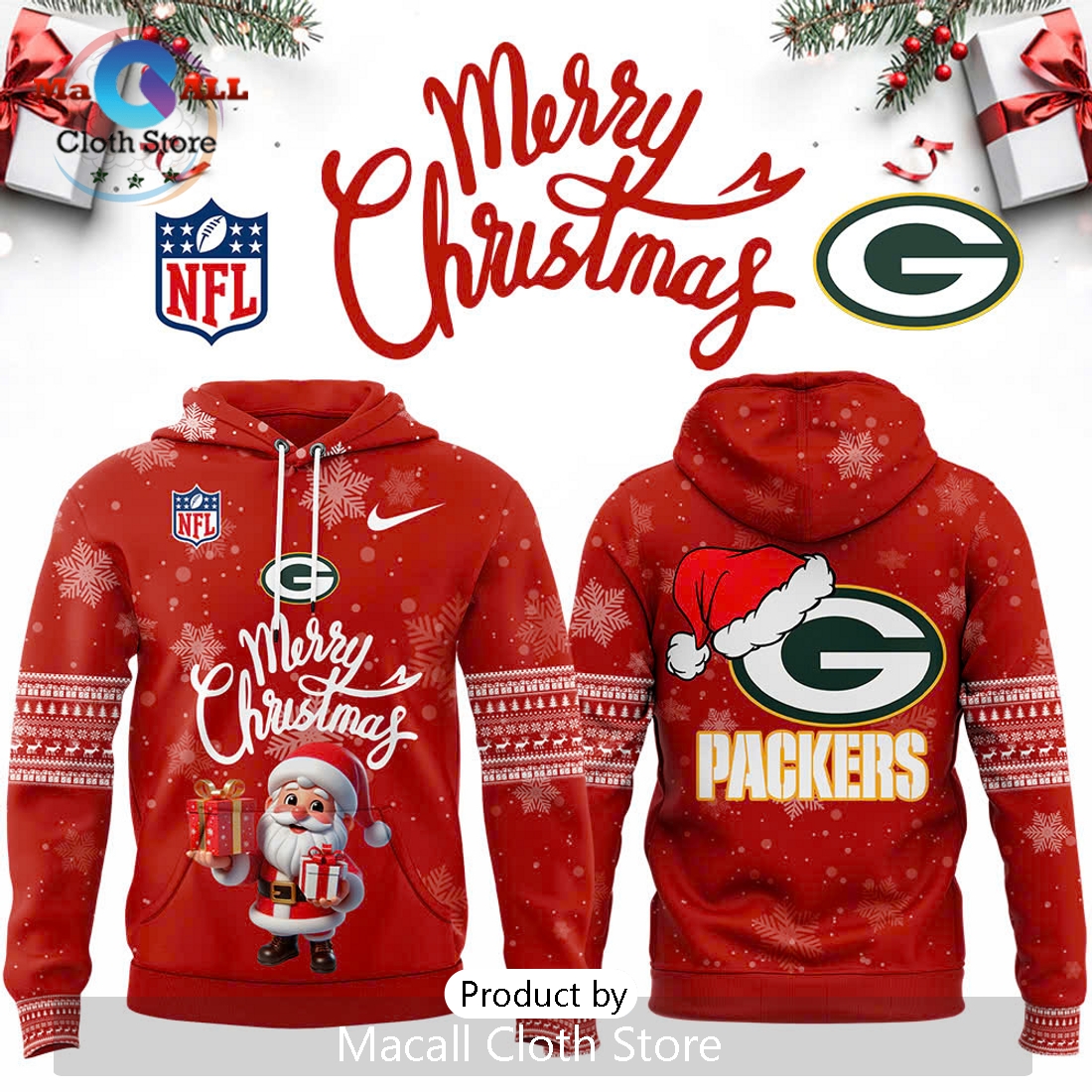 NFL Green Bay Packers 2024 Merry Christmas Hoodie
