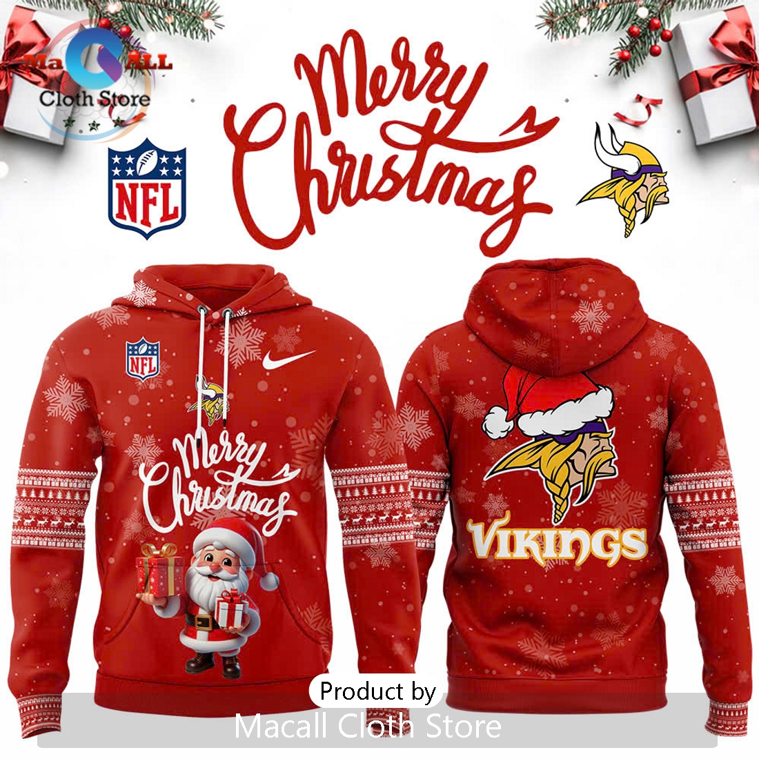 NFL Minnesota Vikings 2024 Merry Christmas Hoodie
