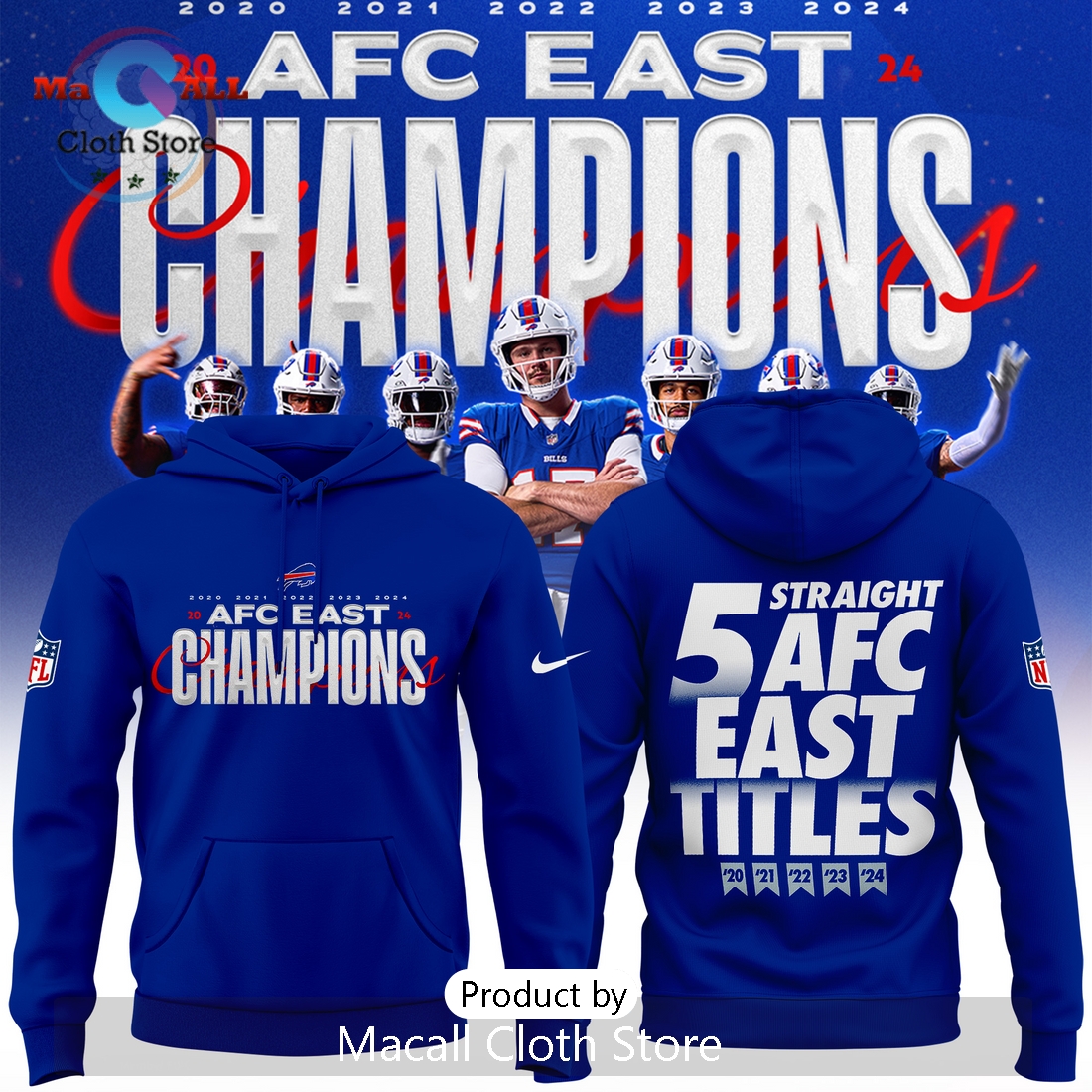 2024 AFC East Division Champions Buffalo Bills Hoodie 3D