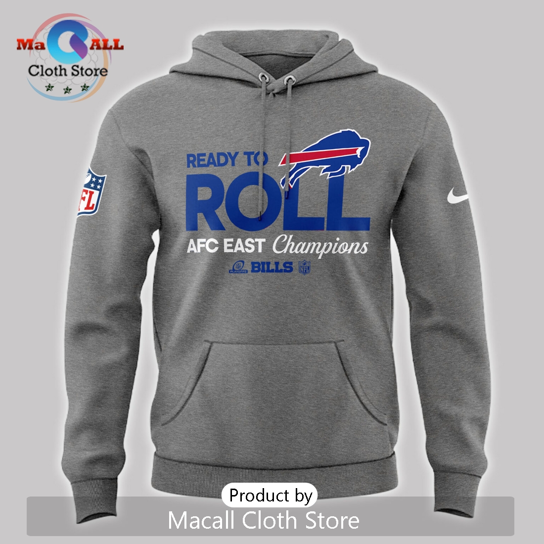 2024 East Division Champions Buffalo Bills Grey Hoodie 3D