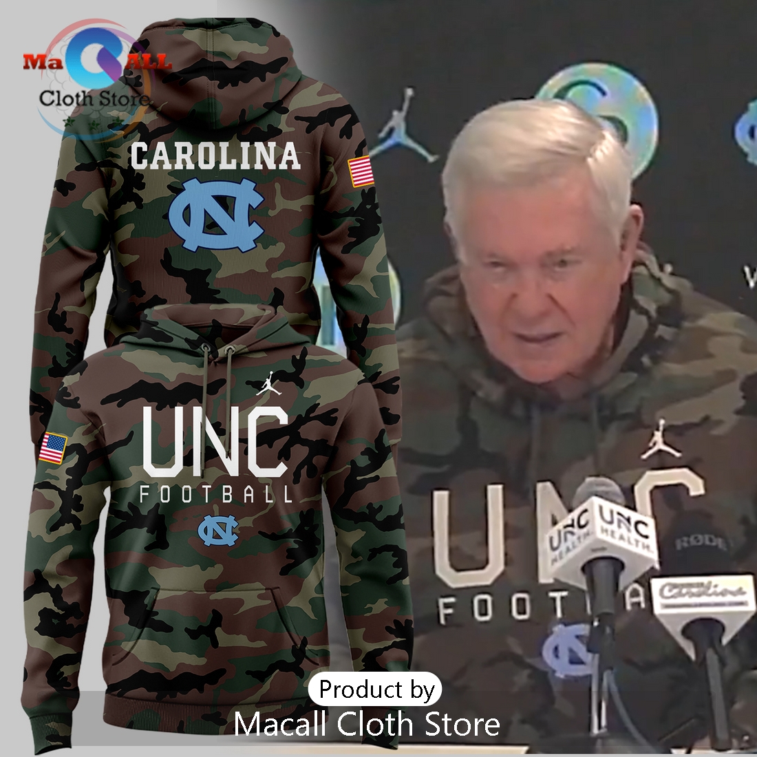 2024 Military Appreciation North Carolina Football Hoodie 3D