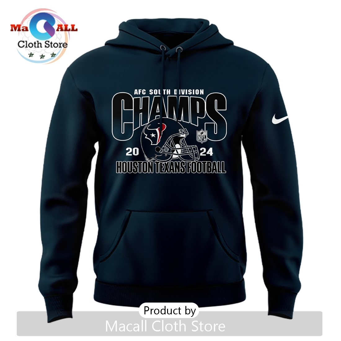 AFC South Division Champions Houston Texans Navy Hoodie 3D