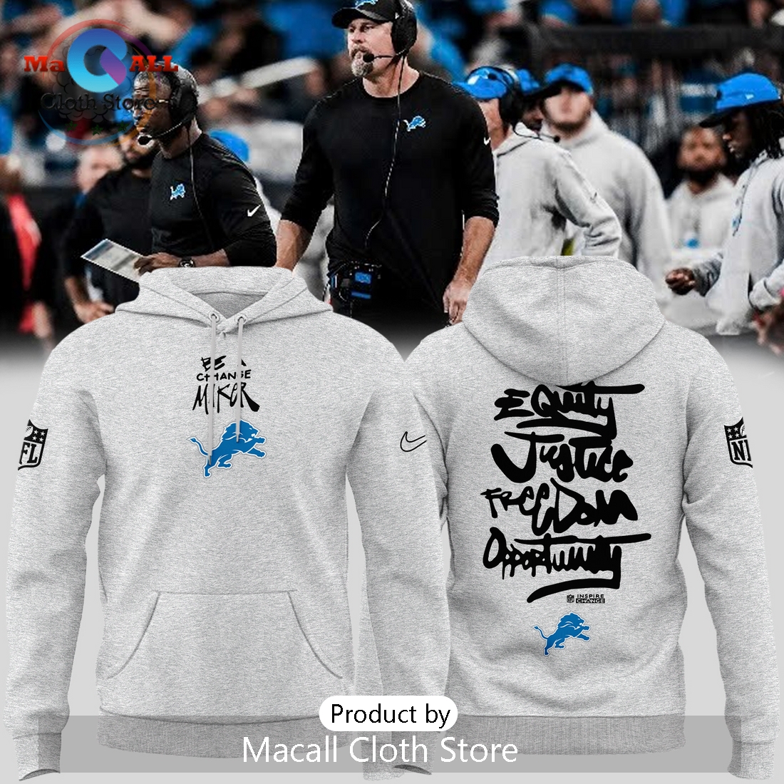 Detroit Lions Be A Change Maker Hoodie 3D Detroit Lions Be A Change Maker Hoodie 3D