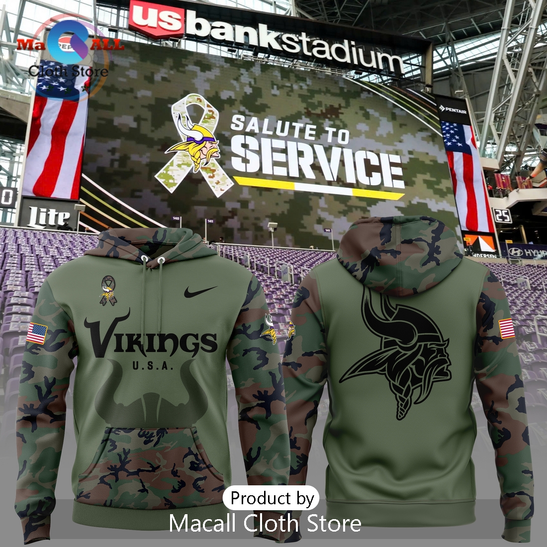 Minnesota Vikings Military Appreciation Hoodie 3D Minnesota Vikings Military Appreciation Hoodie 3D