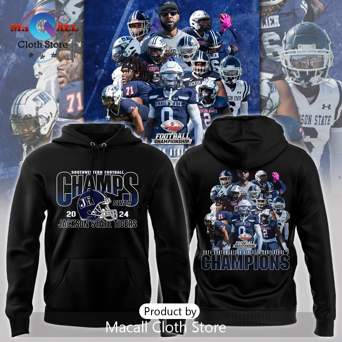 New Jackson State Tigers Champions Black Hoodie 3D New Jackson State Tigers Champions Black Hoodie 3D