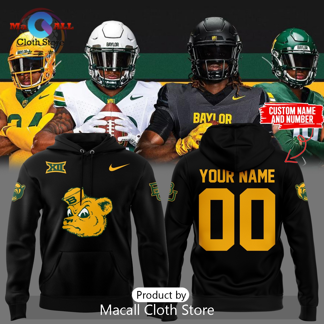 New Texas Bowl Baylor Bears Football Black Hoodie 3D New Texas Bowl Baylor Bears Football Black Hoodie 3D