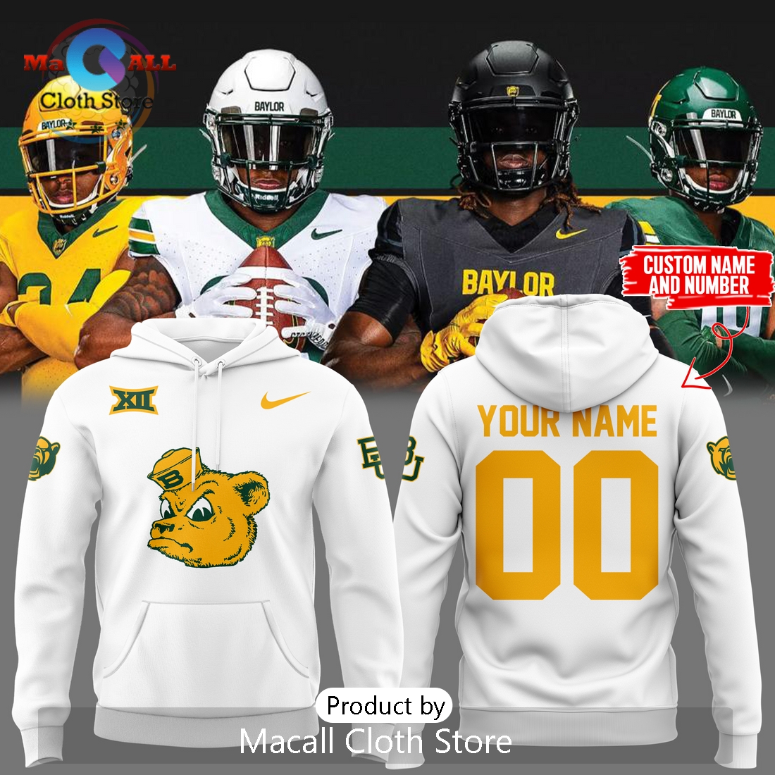 New Texas Bowl Baylor Bears Football White Hoodie 3D New Texas Bowl Baylor Bears Football White Hoodie 3D