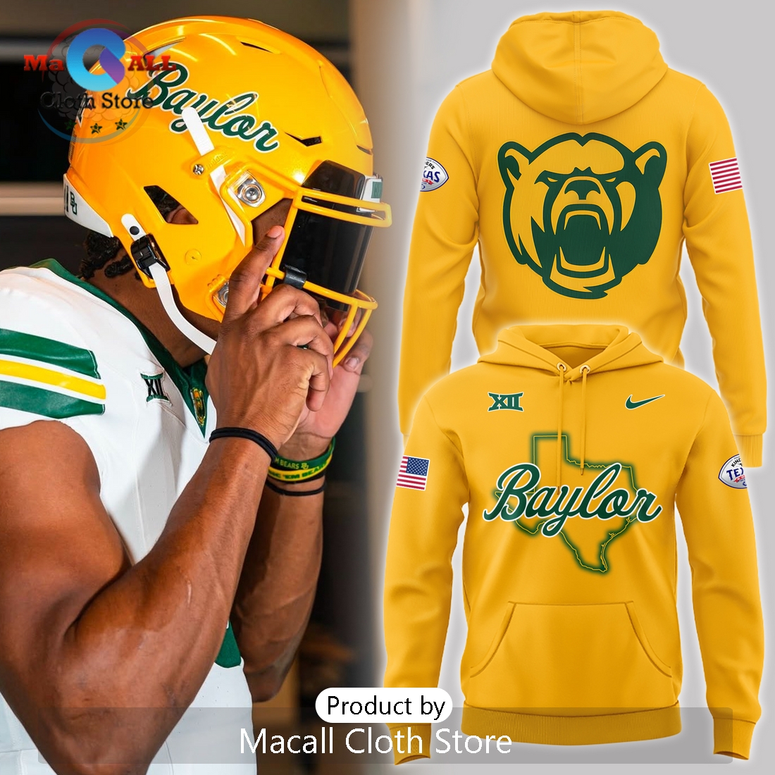 New Texas Bowl Baylor Bears Football Yellow Hoodie 3D New Texas Bowl Baylor Bears Football Yellow Hoodie 3D