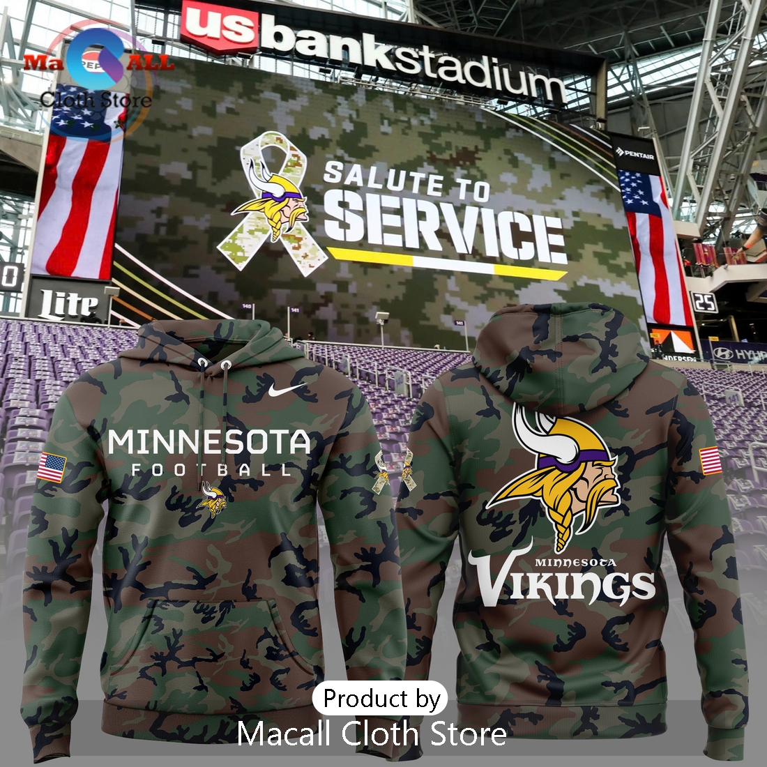 Salute to Service Edition Minnesota Vikings Hoodie 3D