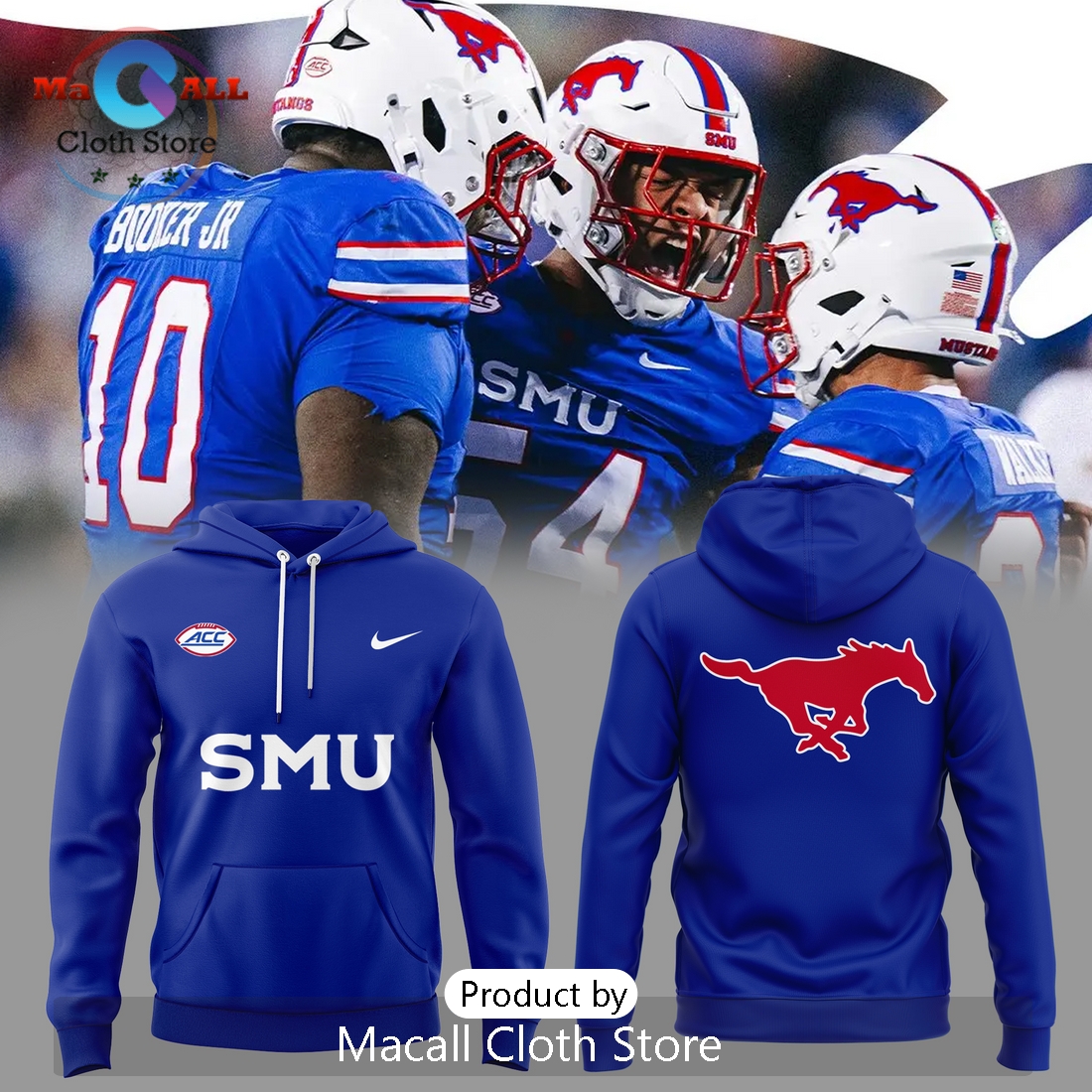 SMU Mustangs Football Blue Hoodie 3D