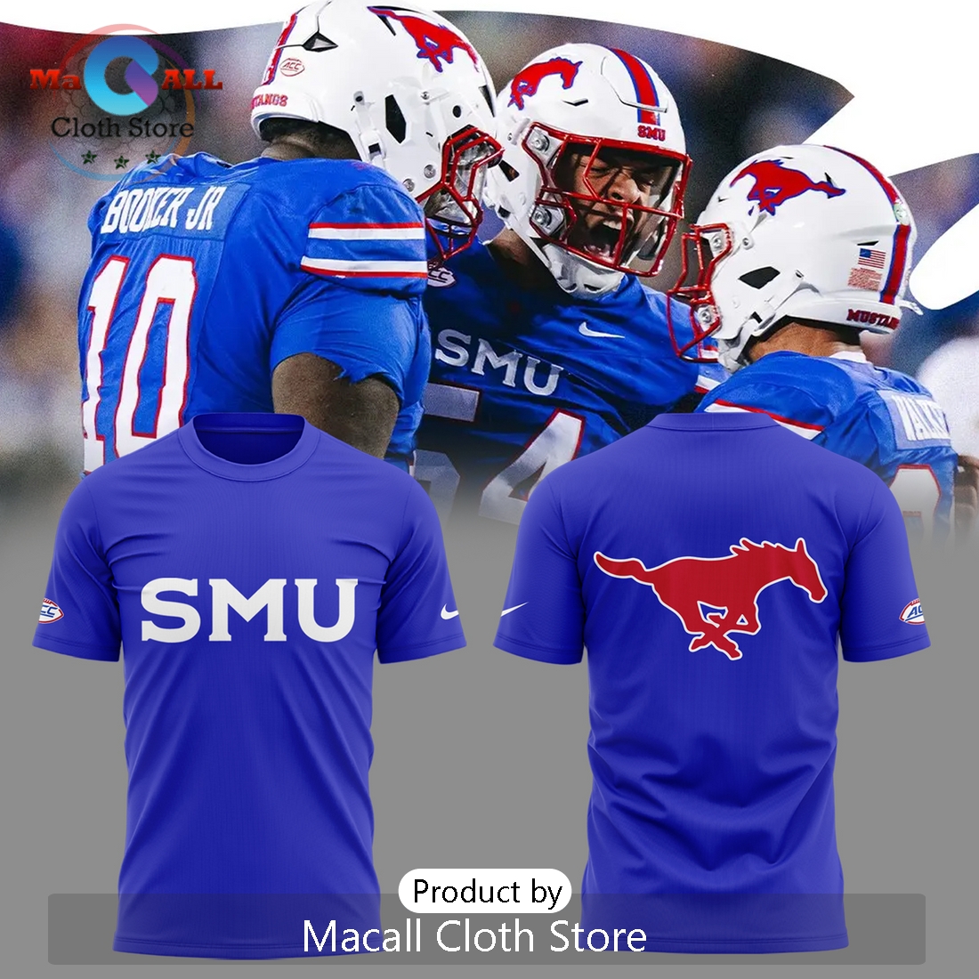 SMU Mustangs Football Blue Hoodie 3D