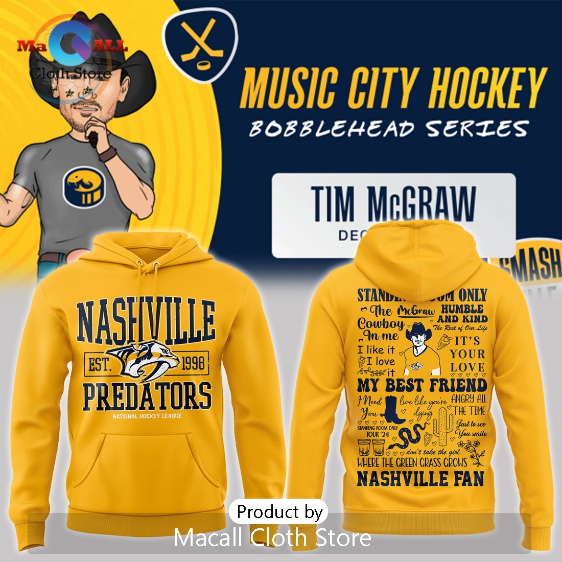Special Tim McGraw Nashville Predators Hoodie 3D Special Tim McGraw Nashville Predators Hoodie 3D