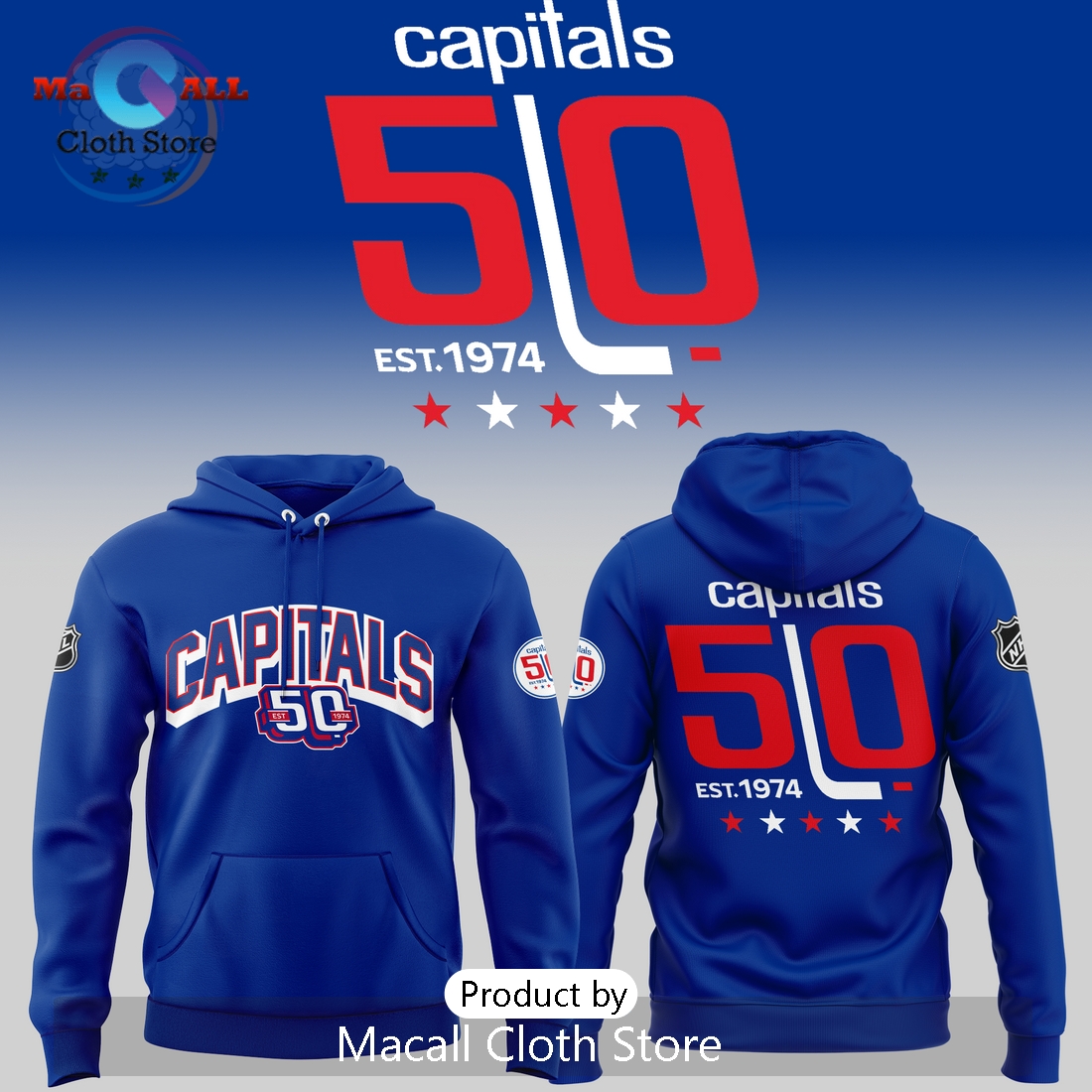 Washington Capitals 50th Anniversary Hoodie 3D