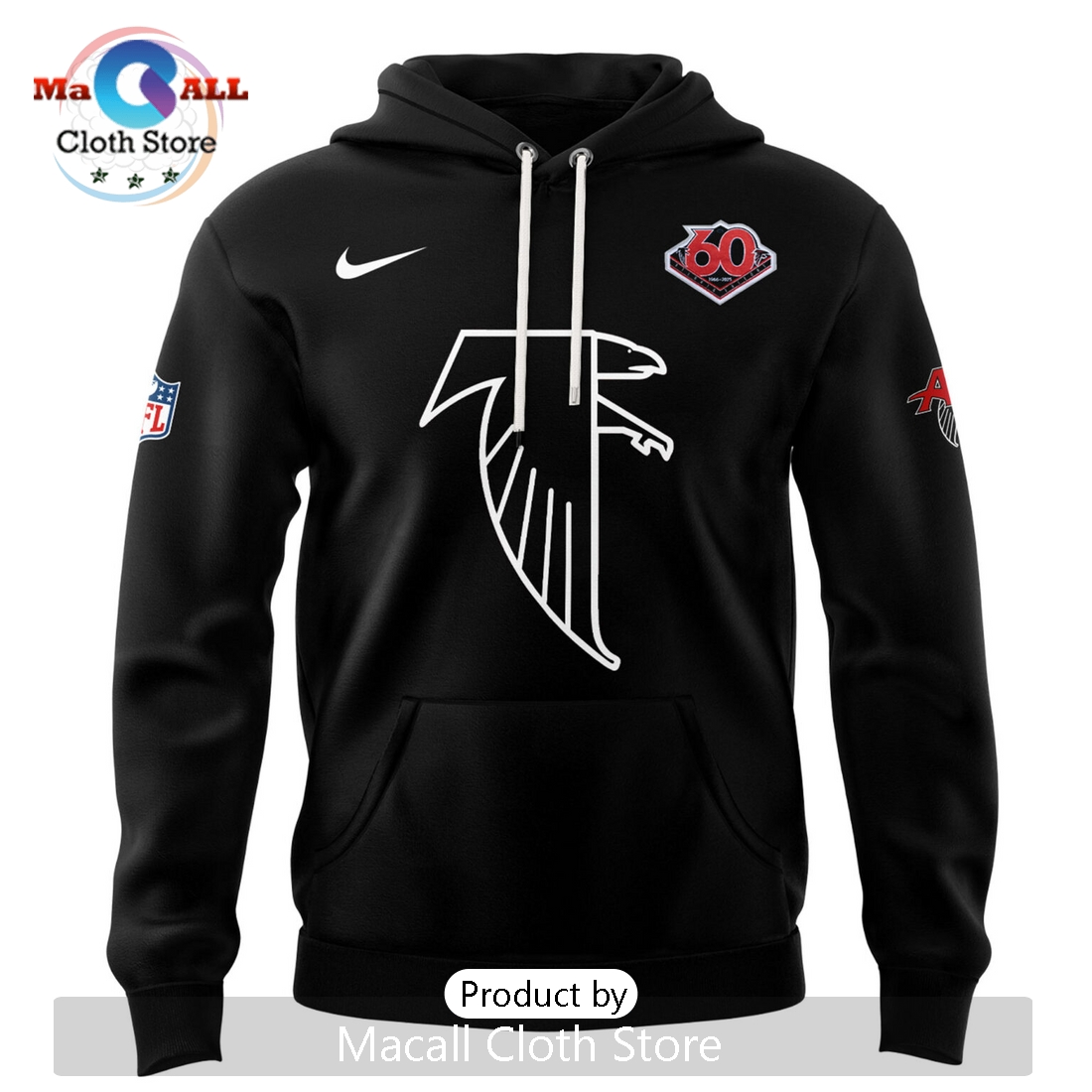 2025 Atlanta Falcons Throwback Hoodie 3D – Black