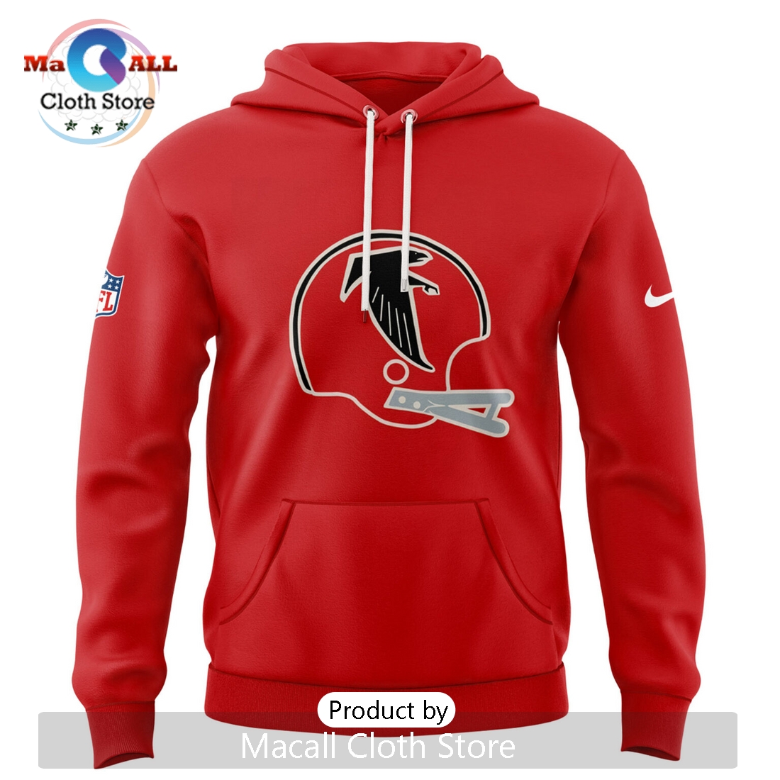 2025 Atlanta Falcons Throwback Hoodie 3D – Red