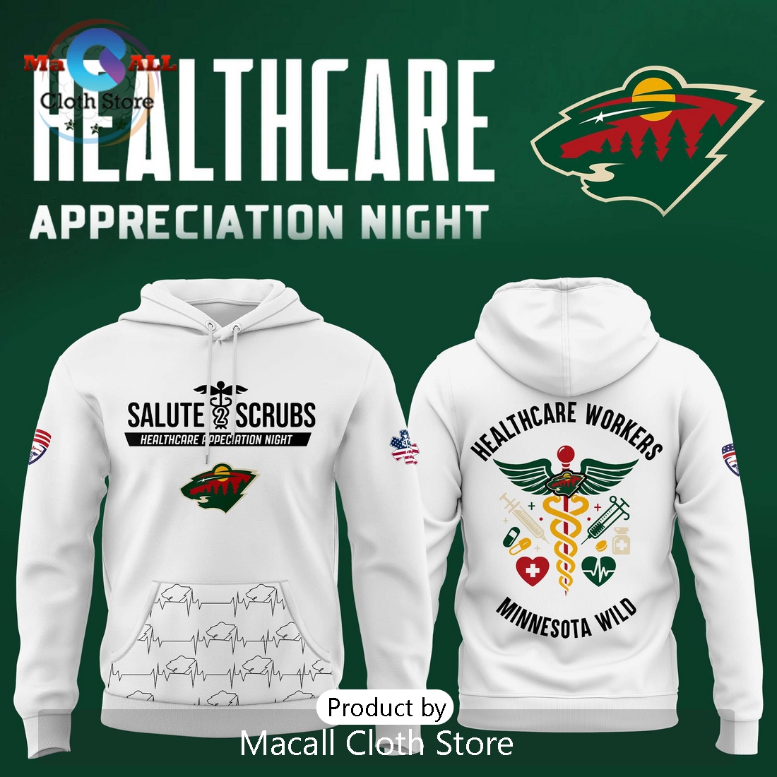 2025 Minnesota Wild x Healthcare Appreciation Night Hoodie 3D
