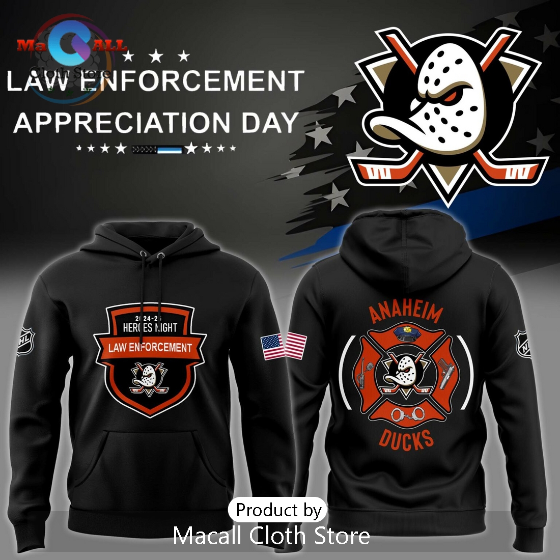 Anaheim Ducks x Law Enforcement Appreciation Night Hoodie 3D