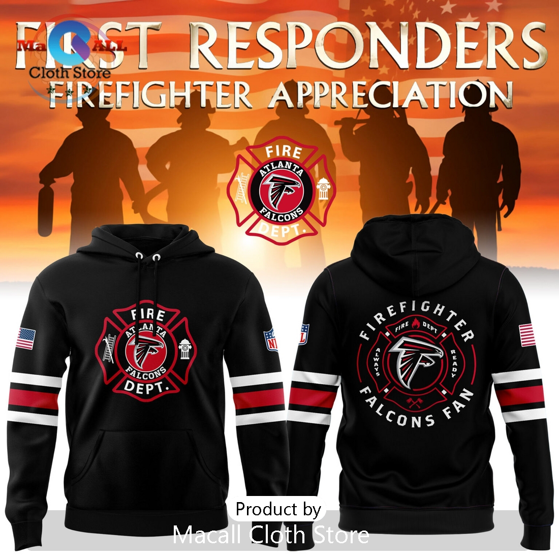 Atlanta Falcons x Firefighter Appreciation Night Hoodie 3D Atlanta Falcons x Firefighter Appreciation Night Hoodie 3D