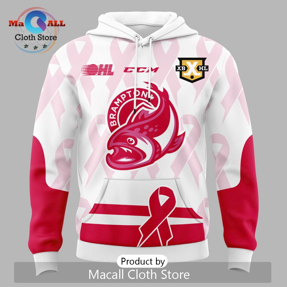 Brampton Steelheads 2024 Pink in the Rink Night Hoodie 3D