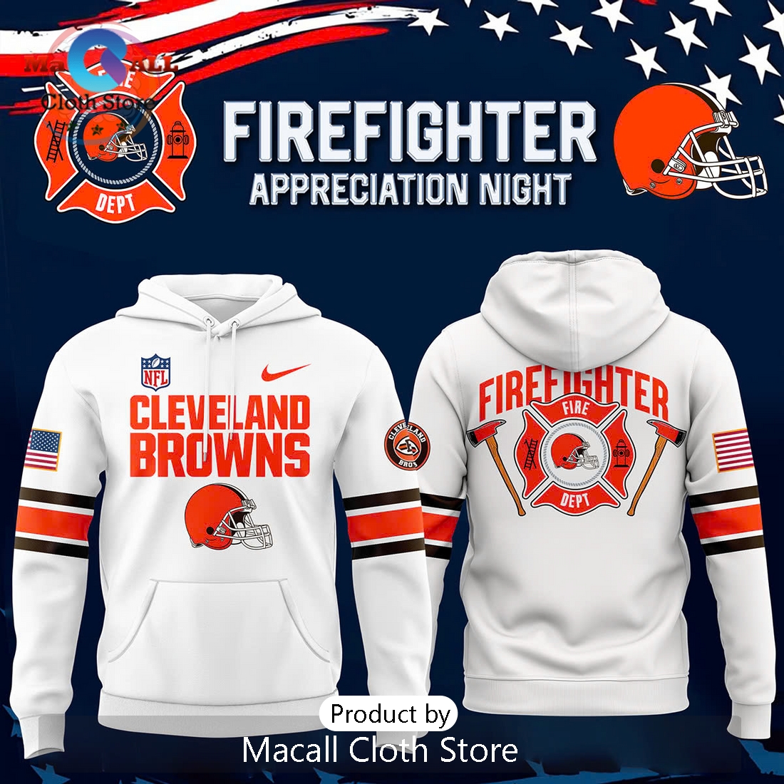 Cleveland Browns x 2024 Firefighter Appreciation Night Hoodie 3D Cleveland Browns x 2024 Firefighter Appreciation Night Hoodie 3D