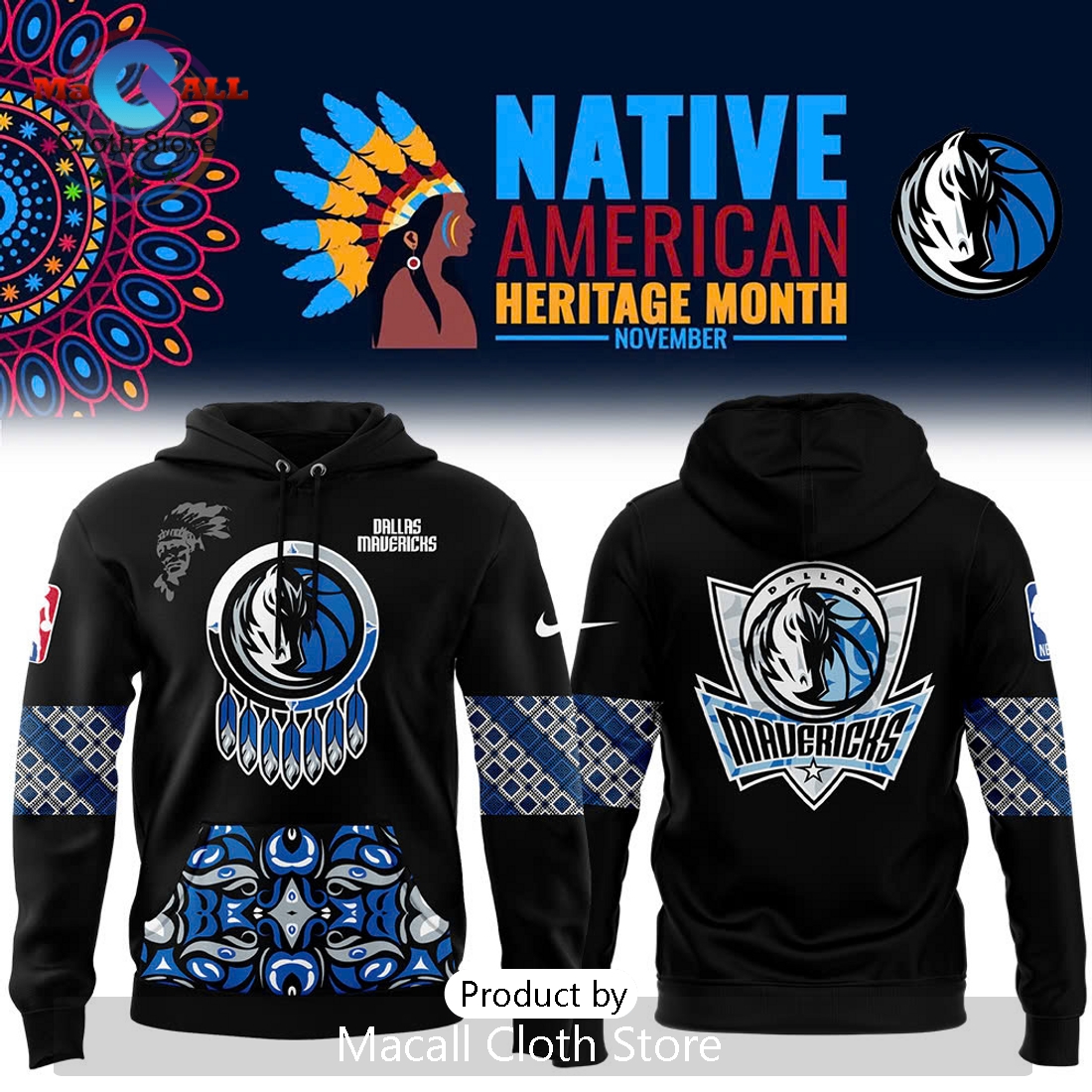 Dallas Mavericks 2024 Native American Heritage Month Hoodie 3D Dallas Mavericks 2024 Native American Heritage Month Hoodie 3D
