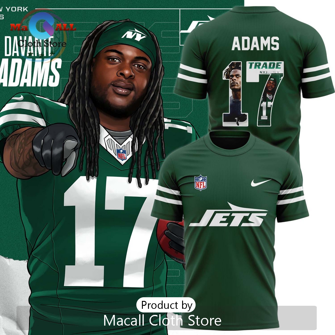 Davante Adams New York Jets Hoodie 3D Davante Adams New York Jets Hoodie 3D