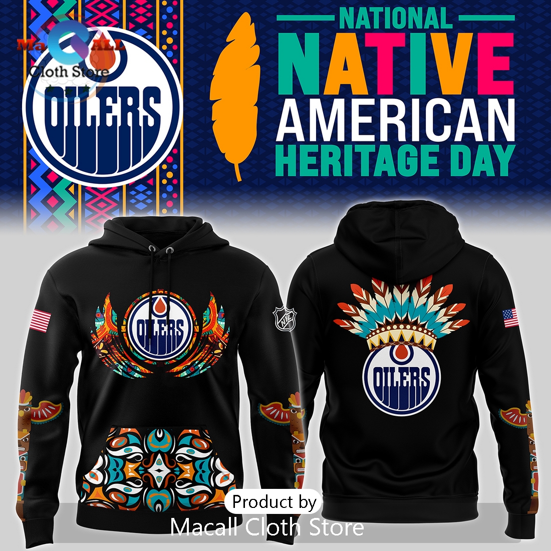 Edmonton Oilers x 2024 Native American Heritage Month Hoodie 3D Edmonton Oilers x 2024 Native American Heritage Month Hoodie 3D