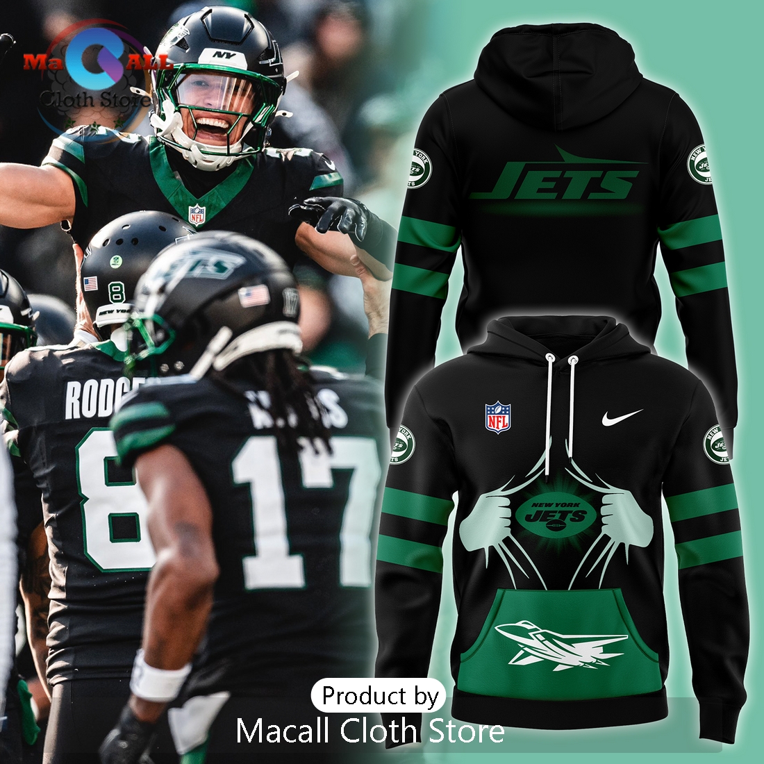 Men's New York Jets Nike Dark Mode Hoodie 3D Men's New York Jets Nike Dark Mode Hoodie 3D