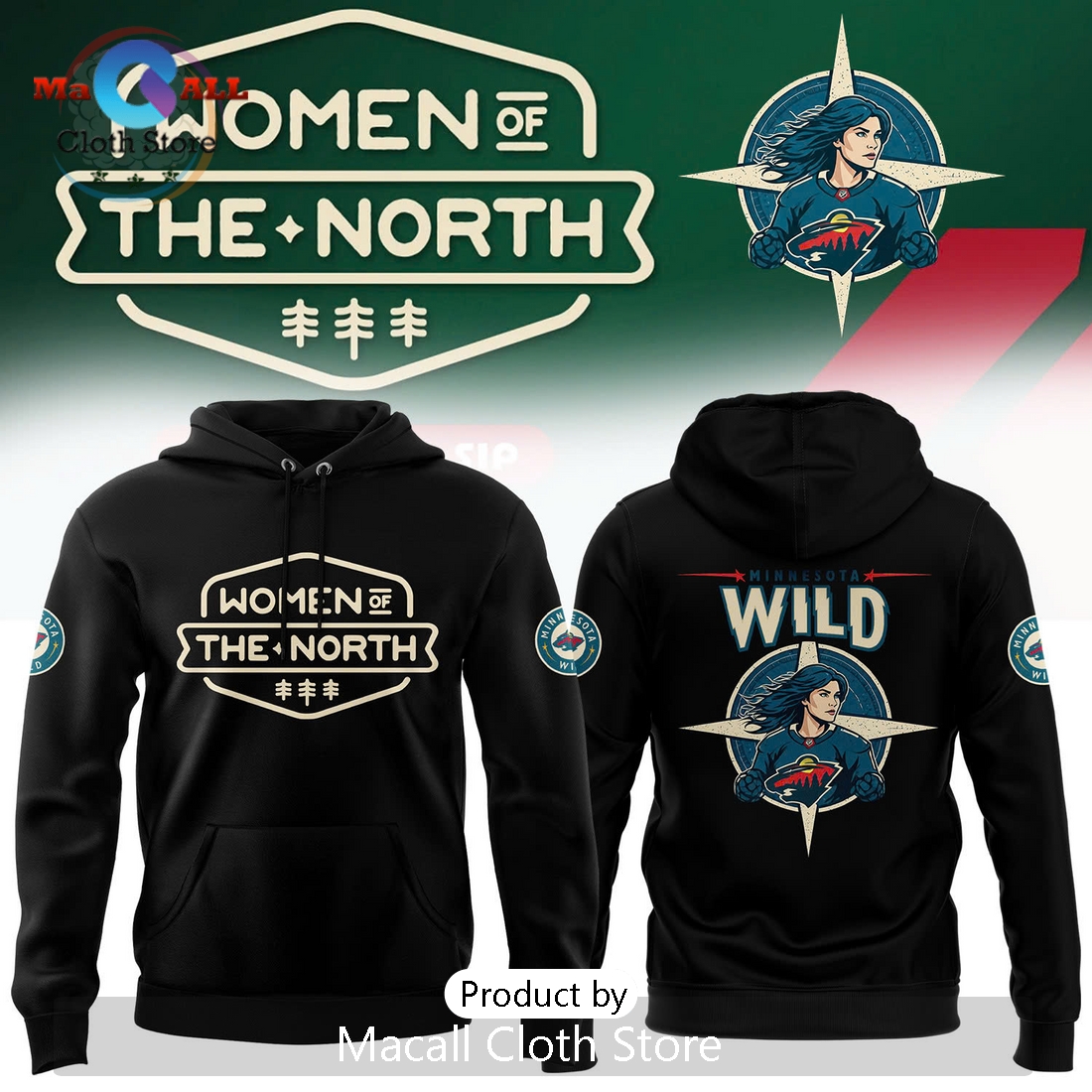 Minnesota Wild x 2025 Women Of The North Night Hoodie 3D Minnesota Wild x 2025 Women Of The North Night Hoodie 3D