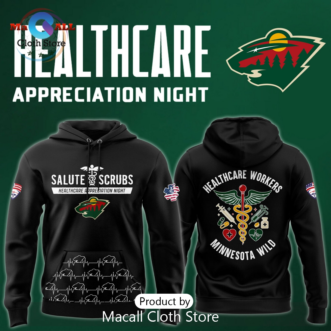 Minnesota Wild x Healthcare Appreciation Night Hoodie 3D Minnesota Wild x Healthcare Appreciation Night Hoodie 3D