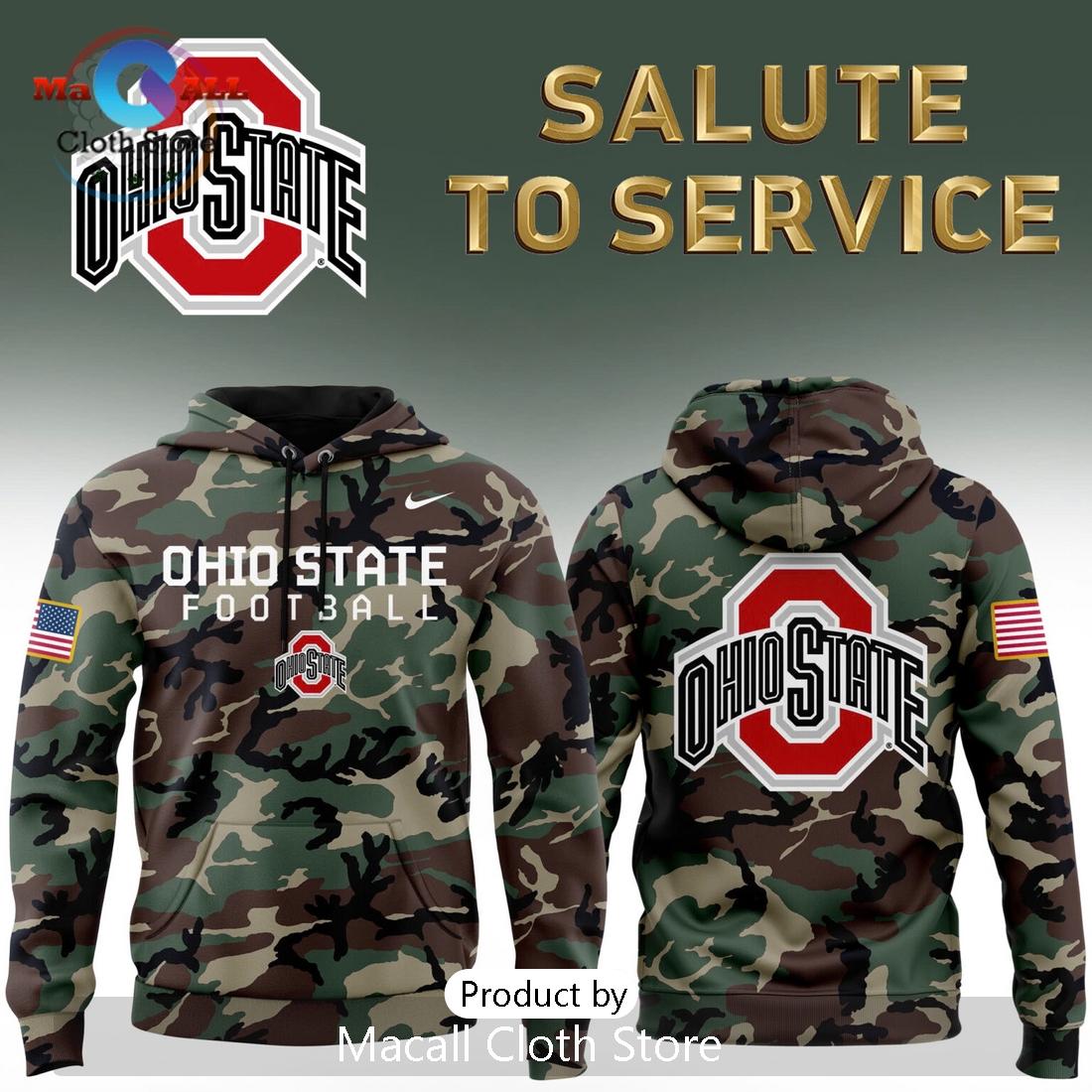 Ohio State Buckeyes Camo 2025 Salute to Service Hoodie 3D Ohio State Buckeyes Camo 2025 Salute to Service Hoodie 3D