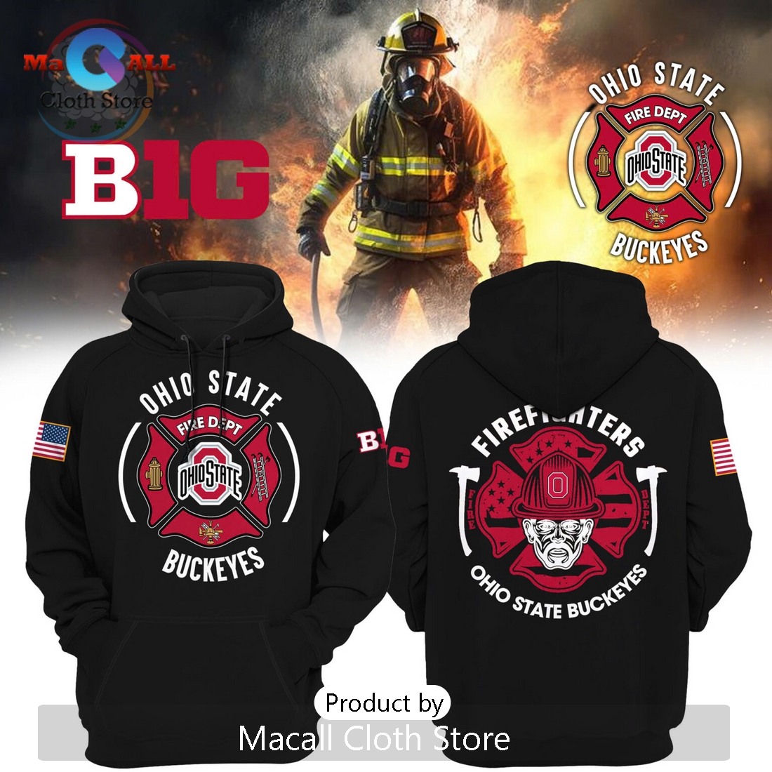 Ohio State Buckeyes x Firefighter Appreciation Night Hoodie 3D Ohio State Buckeyes x Firefighter Appreciation Night Hoodie 3D