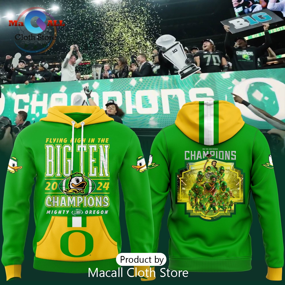 Oregon Ducks Big Ten Football Conference Champions Hoodie 3D Oregon Ducks Big Ten Football Conference Champions Hoodie 3D