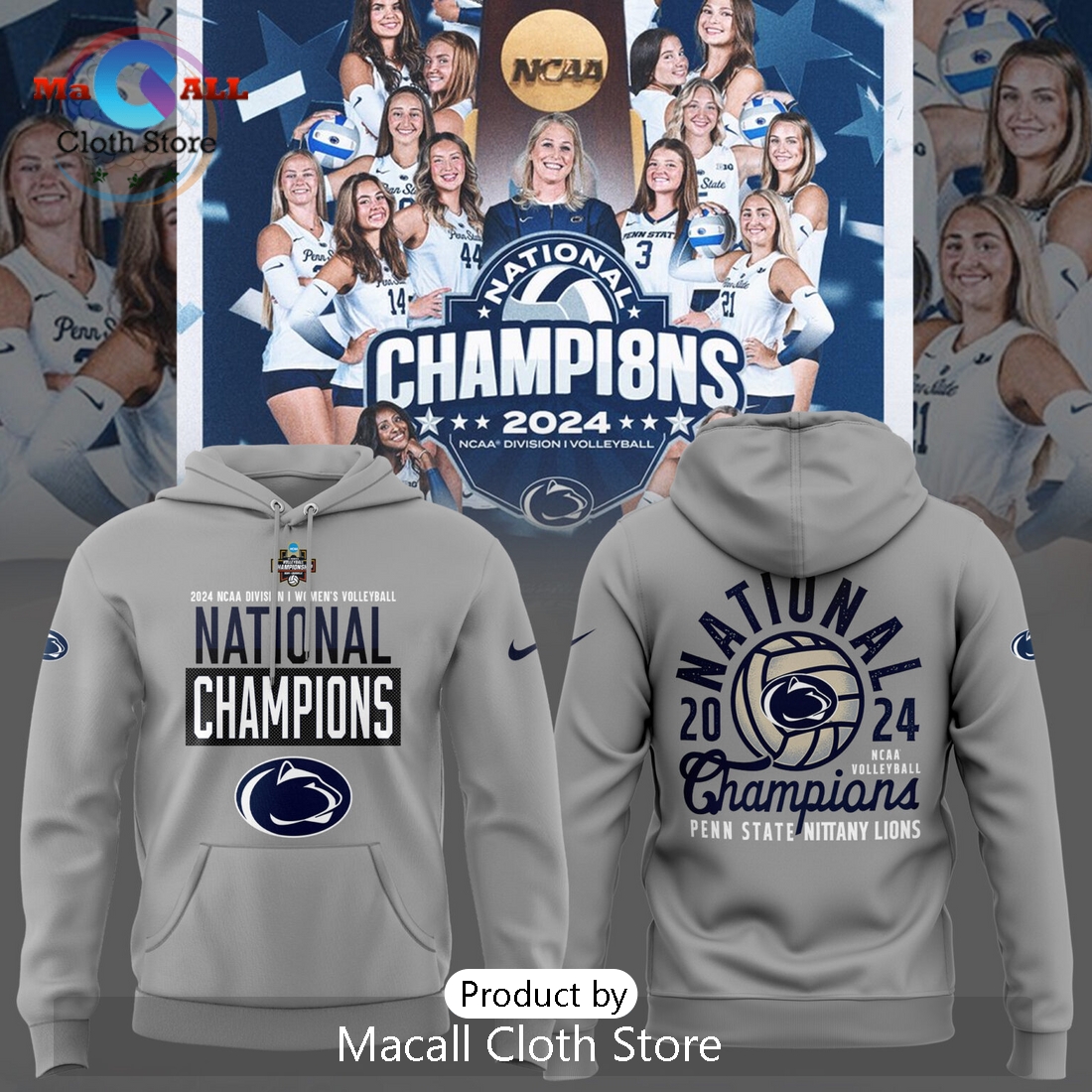 Penn State Volleyball 2024 National Champions Hoodie 3D Penn State Volleyball 2024 National Champions Hoodie 3D