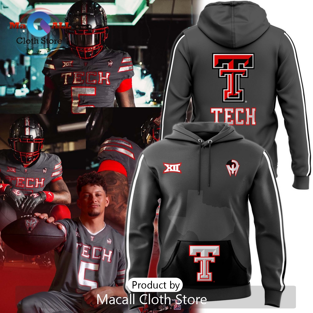 Texas Tech Football Uniforms Patrick Mahomes Gladiator Hoodie 3D
