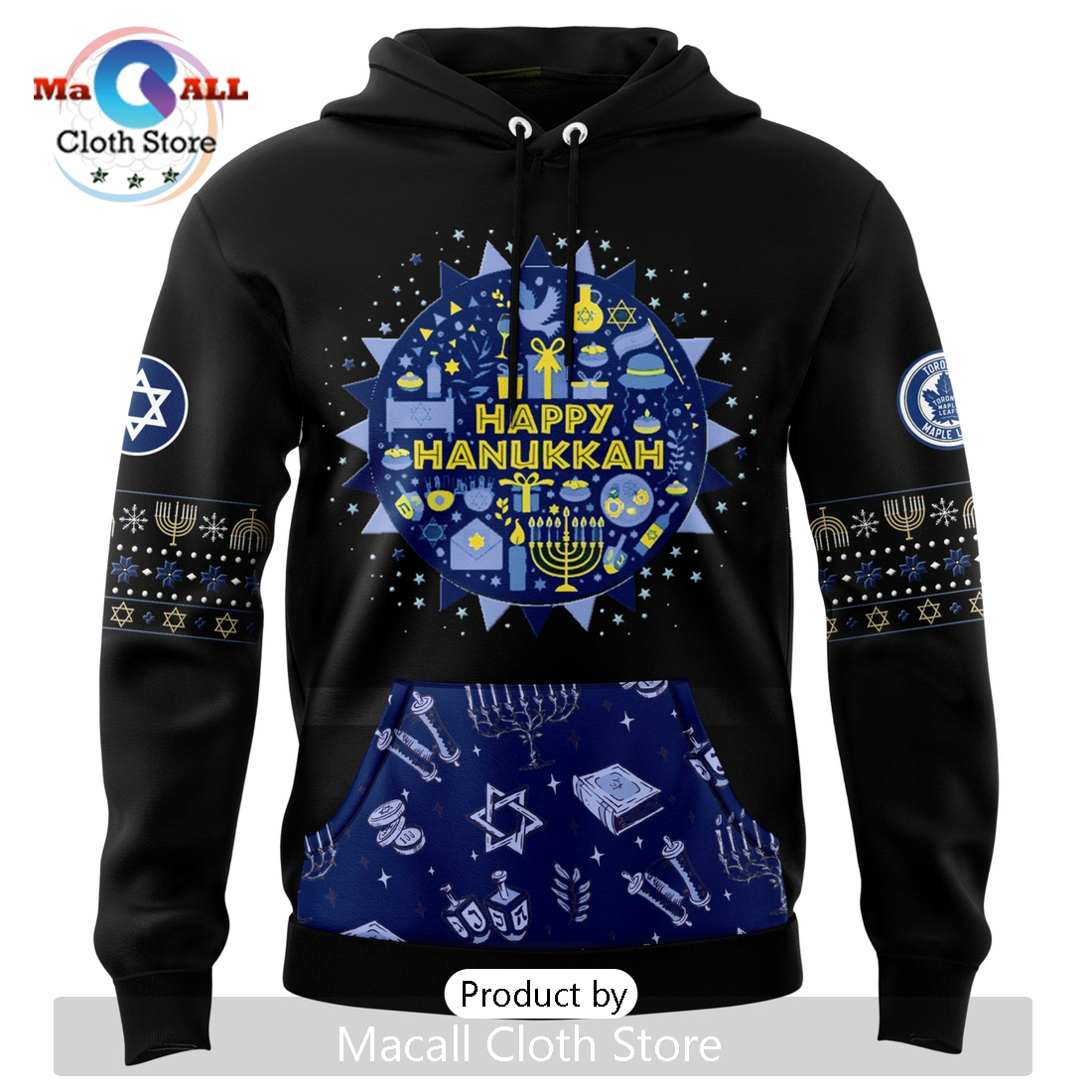 Toronto Maple Leafs 2024 Hanukkah Holliday Hoodie 3D