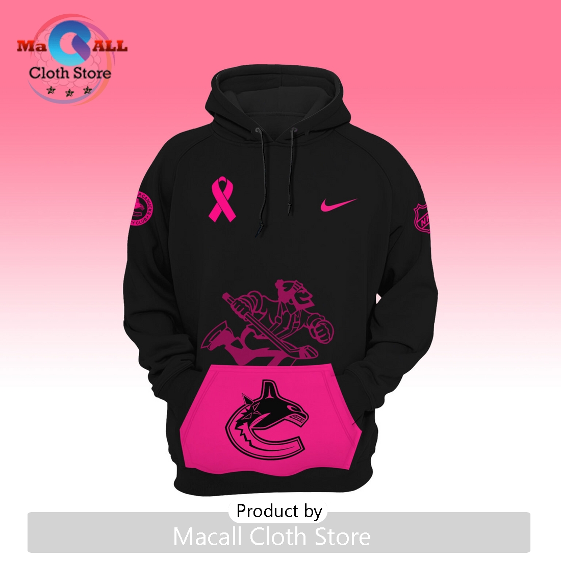 Vancouver Canucks Breast Cancer Awareness Month Hoodie 3D