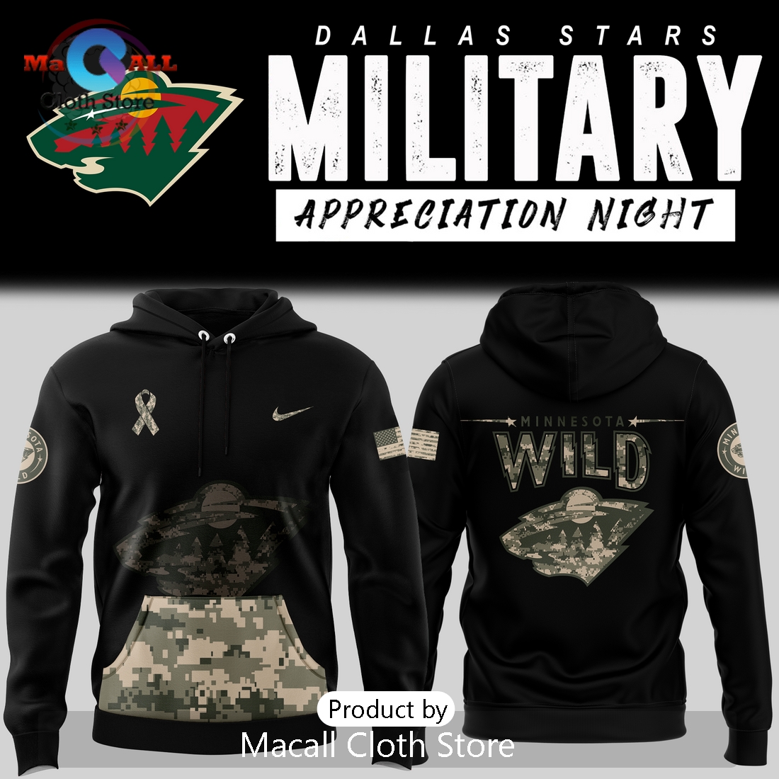 Vancouver Canucks x 2024 Military Appreciation Night Hoodie 3D