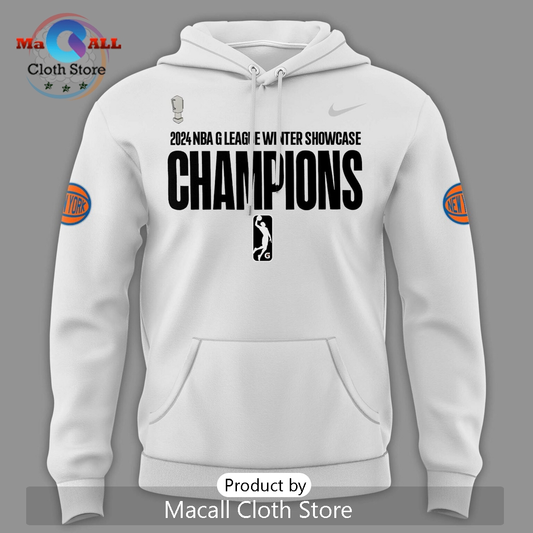 Westchester Knicks 2024 Winter Champions White Hoodie 3D