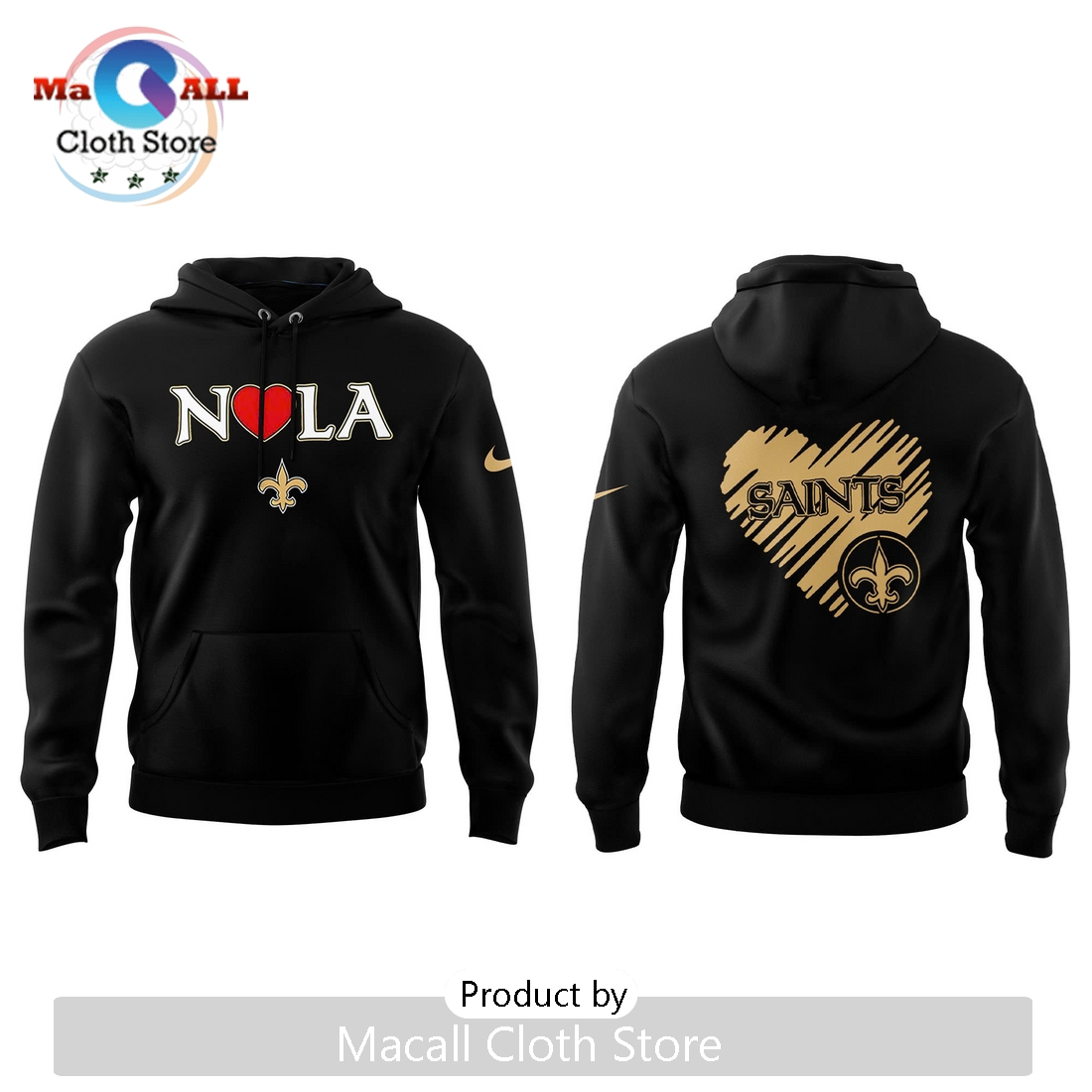 2025 New Orleans Saints NOLA Black Hoodie 3D
