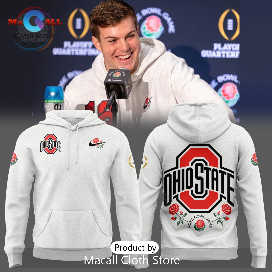 2025 Ohio State Buckeyes x Rose Bowl Hoodie 3D