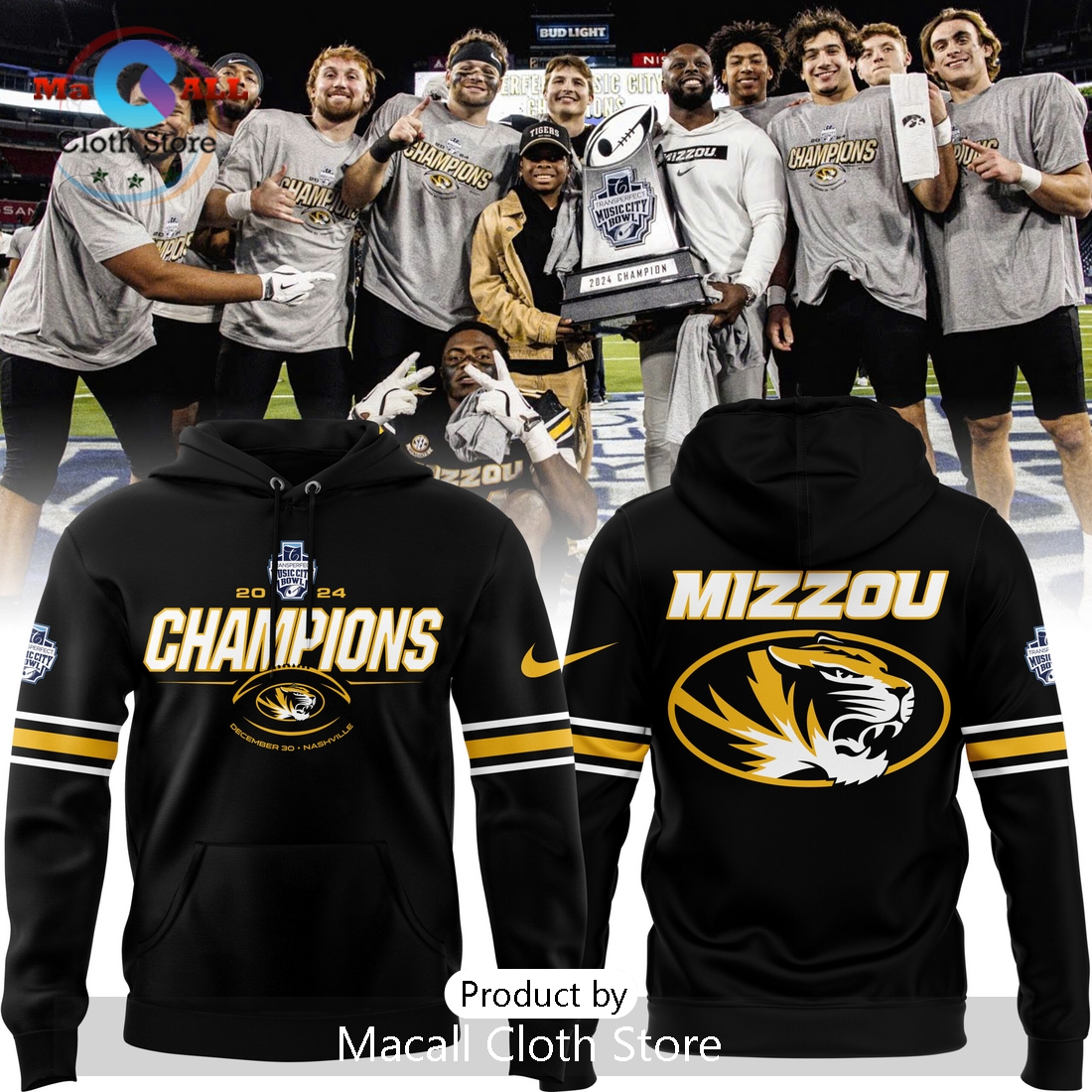 Missouri Tigers Black Transperfect Music City Bowl Hoodie 3D Missouri Tigers Black Transperfect Music City Bowl Hoodie 3D
