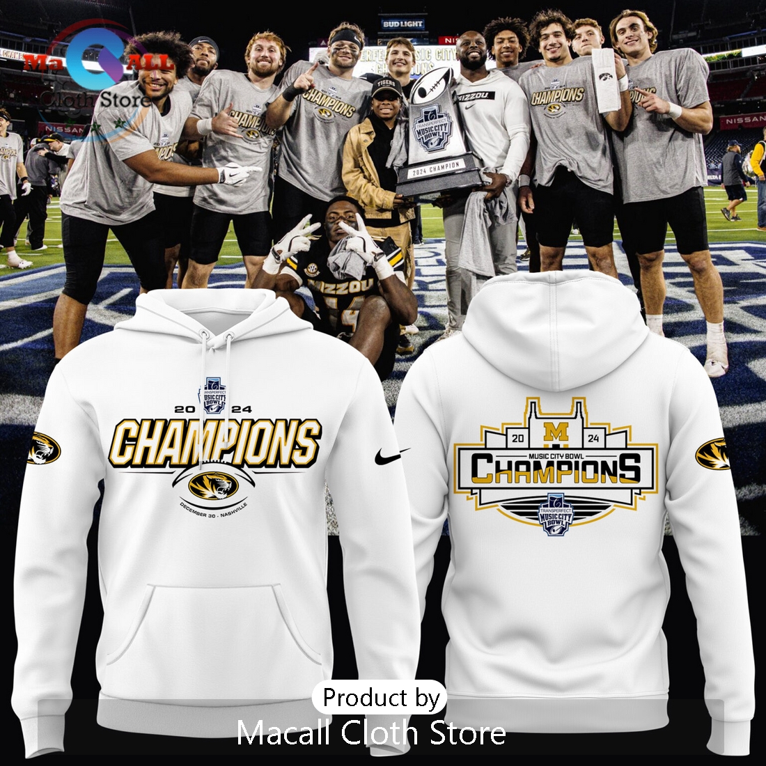 Missouri Tigers White Transperfect Music City Bowl Hoodie 3D Missouri Tigers White Transperfect Music City Bowl Hoodie 3D